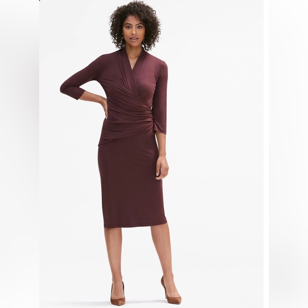 MM LaFleur Casey Midi Dress in Chestnut (Dark Burgundy)
